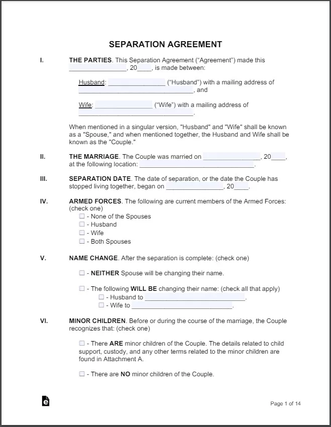 Separation Agreement Template 05