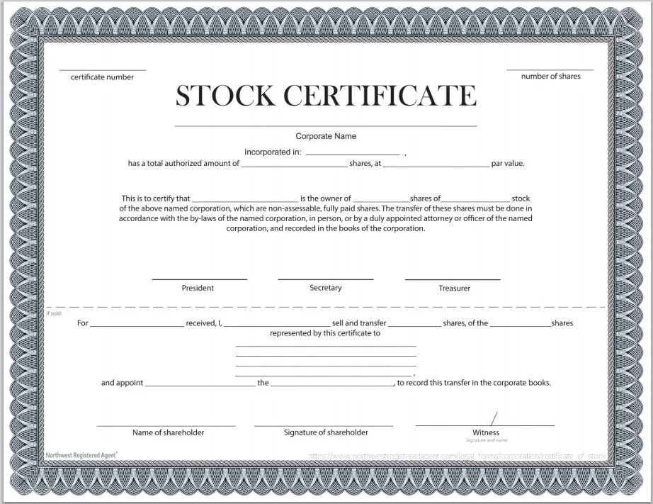 Stock Certificate Template 2