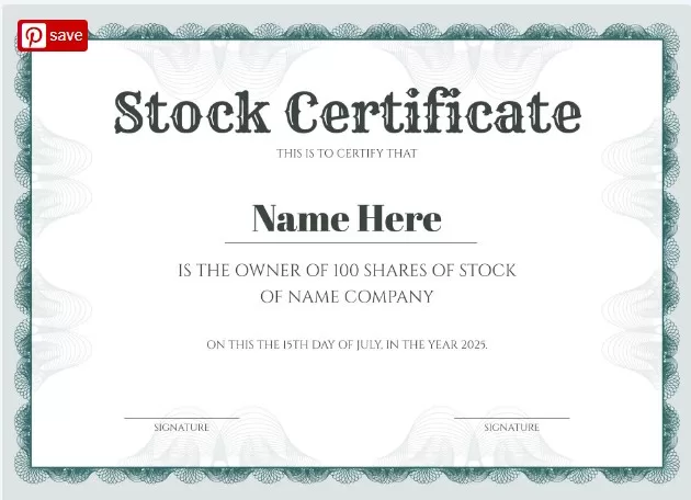 Stock Certificate Template 3