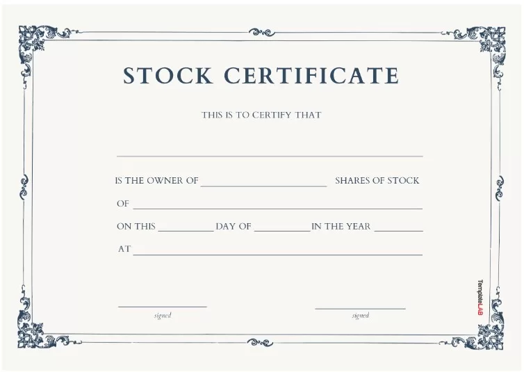 Stock Certificate Template 4