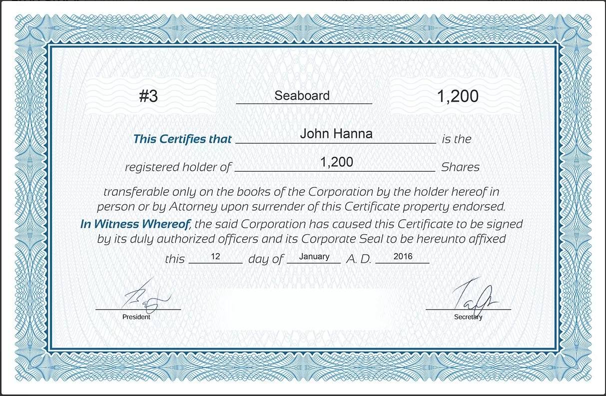 Stock Certificate Template 5