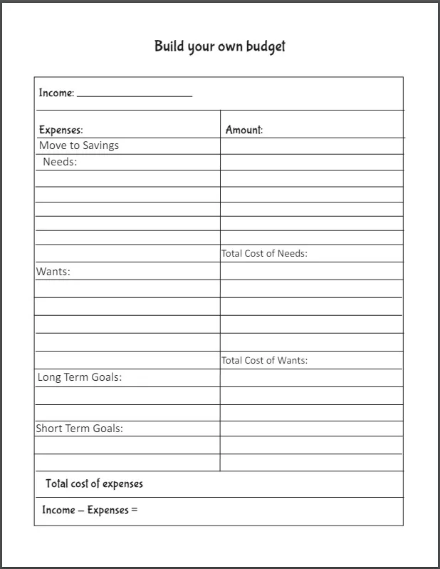 Student Budget Template 2