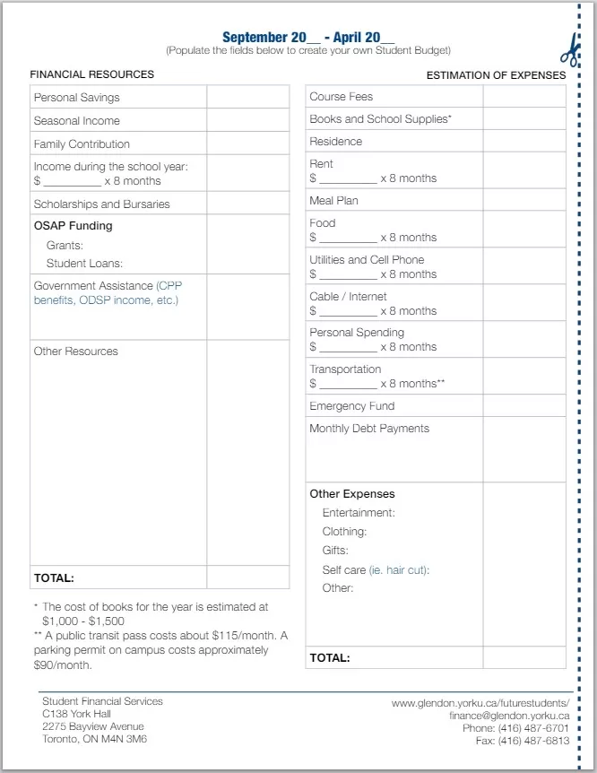 Student Budget Template 4