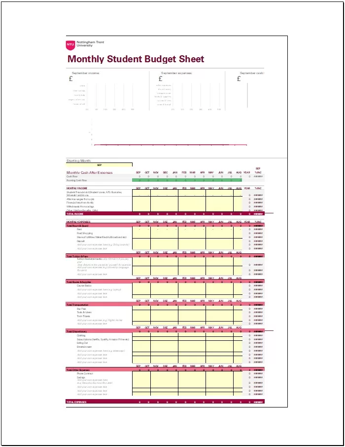 Student Budget Template 5