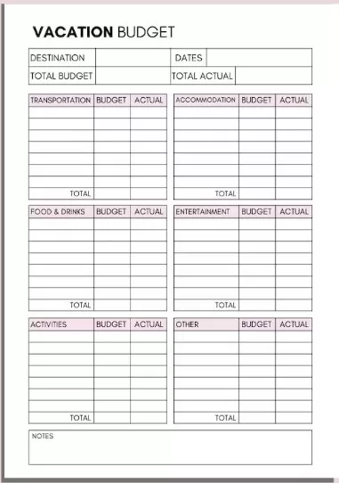 Vacation Budget Template 4