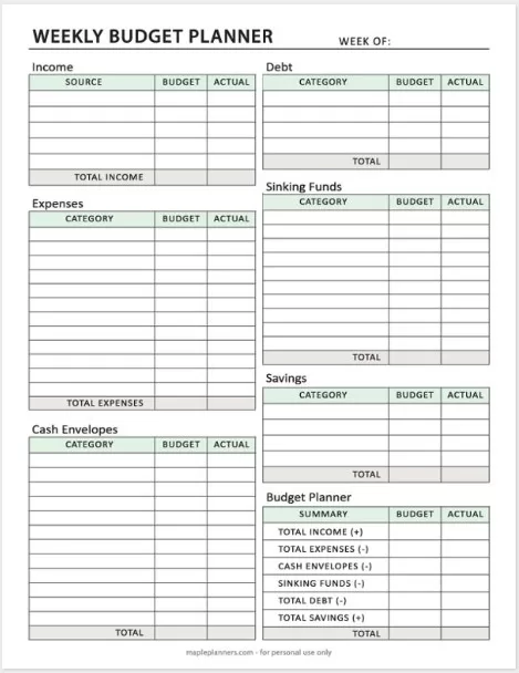 Weekly Budget Template 3