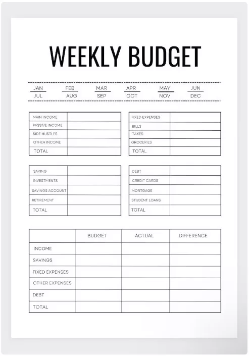 Weekly Budget Template 5