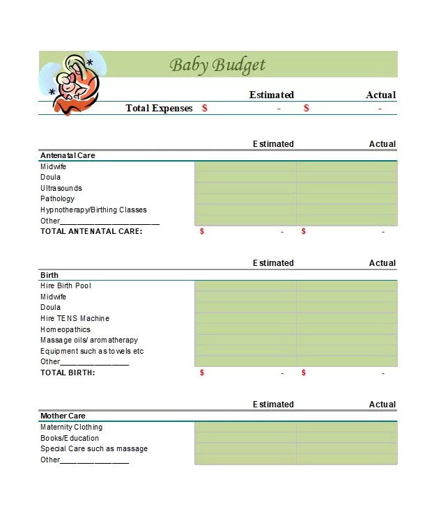 baby Expense Budget Template 04