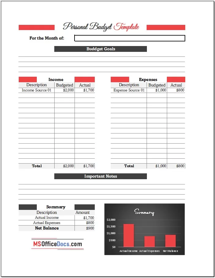 Personal Budget Template 03